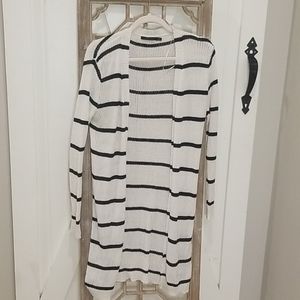 Black and white striped cardigan